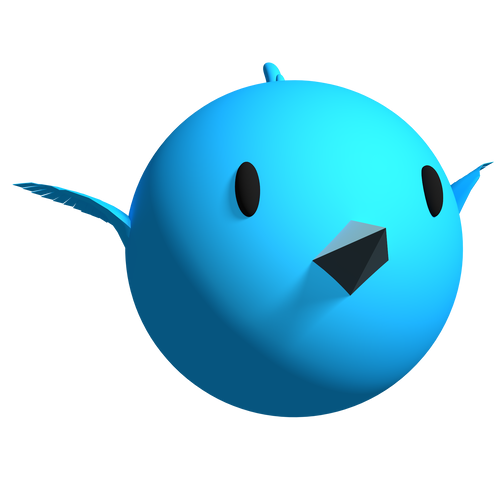 The mascot for Cities: VR called Chirper. It's a round, blue bird.